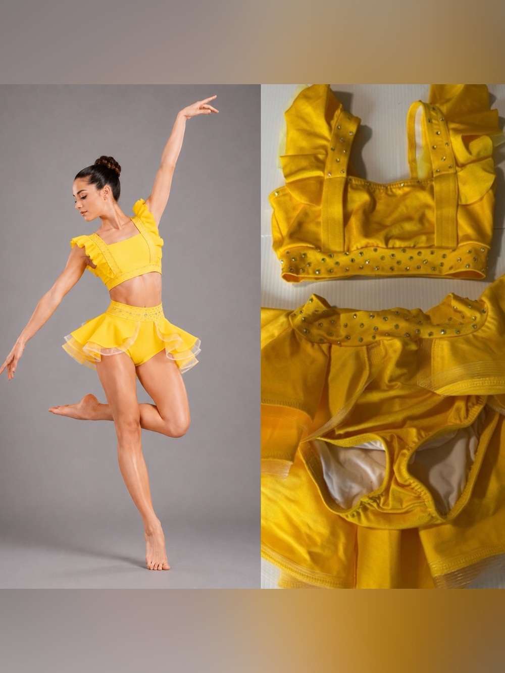 Kelle solo dance costume yellow 2 piece jazz contemporary 4499 2942 MC child